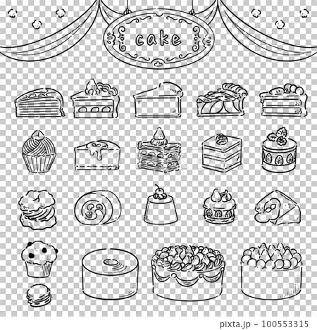 手繪可愛蛋糕套裝黑白 100553315