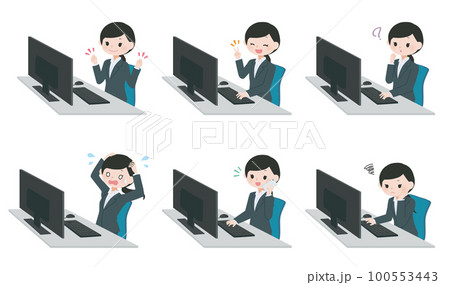 デスクワークの女性　スーツ　セット2 100553443