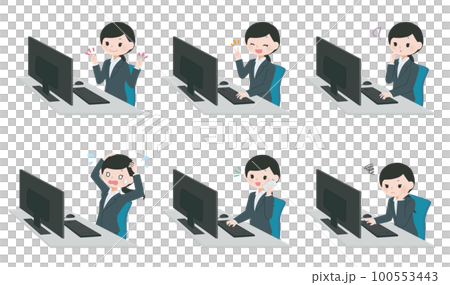 デスクワークの女性　スーツ　セット2 100553443