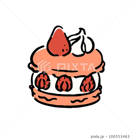 手書きのマカロンケーキイラスト 100553463