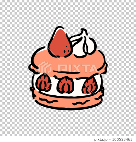 手書きのマカロンケーキイラスト 100553463