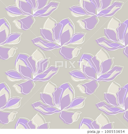 Magnolia violet pattern,contour flowers. Magnolia violet pattern,contour flowers. 100553654