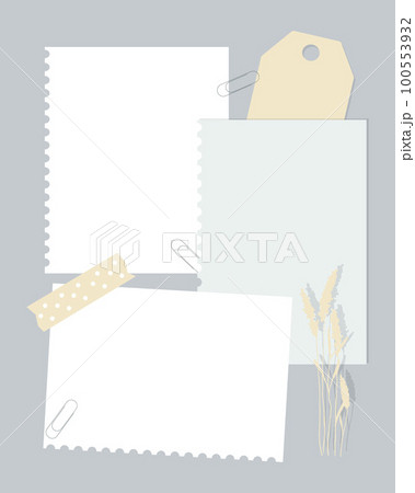 Template vintage collage for reminders, social media, notes, to do list. Scrapbooking, herbarium lavender. 100553932