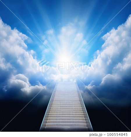 stairs to heaven, bright light from heaven, stairway leading up to