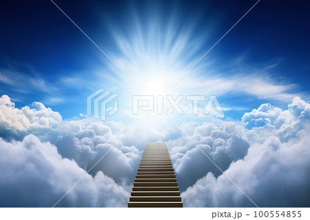 Stairway to heaven. Stairway through the clouds to the  heavenly light 100554855