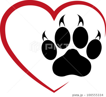 Heart and cat paw, cats, heart for cats, vet logo, background 100555334