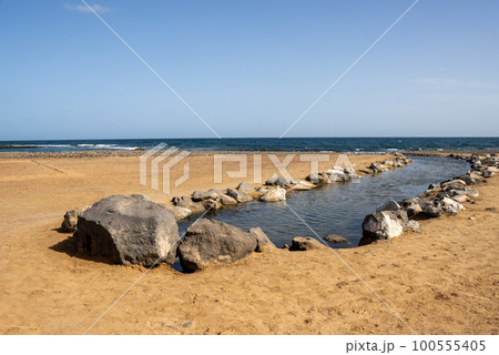 Natural pool  at the beach, Fuerteventura 100555405