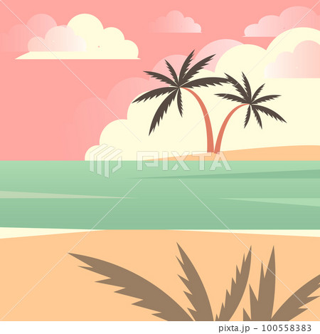 Tropical summer beach with palms. Seaside landscape, tropical beach relax or seaside landscape. 100558383