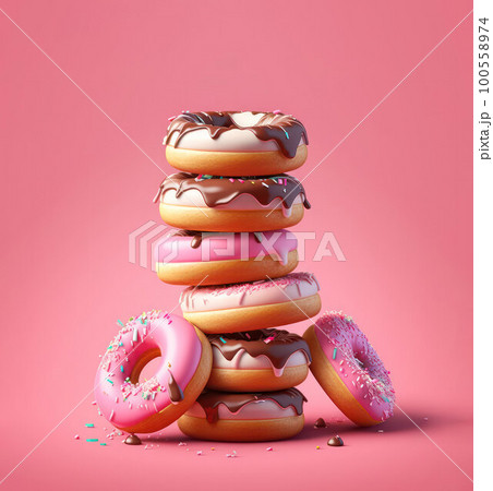 delicious donuts on pink background with copy space delicious donuts on pink background with copy space 100558974