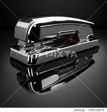 metal stapler on a black background. office supplies metal stapler on a black background. office supplies 100558979