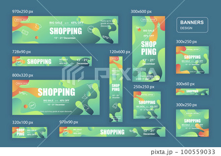 Collection web banners different sizes for mobile and social networks 100559033