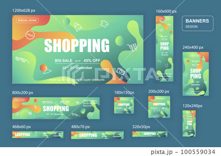 Collection web banners different sizes for mobile and social networks 100559034