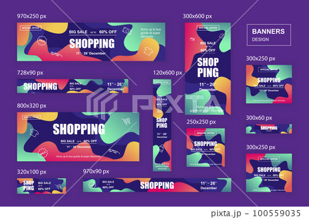 Collection web banners different sizes for mobile and social networks 100559035