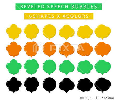 カラフルなカラーのぷっくり雲形吹き出しセット 100564088