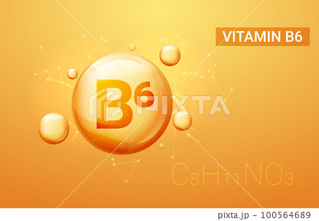 Vitamin b6 vector capsule drop medicine pyridoxine acid background oil. Vitamin b6 vector capsule drop medicine pyridoxine acid background oil. 100564689