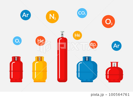Gas cylinder vector tank. Lpg propane bottle icon container. Oxygen gas cylinder canister fuel 100564761