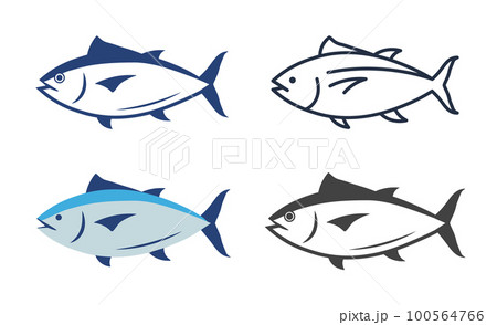 Tuna fish logo icon outline illustration. Salmon tuna fish line icon seafood logo 100564766