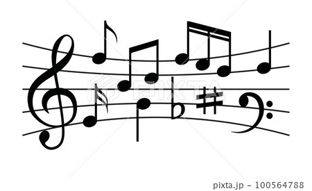 Music note vector sheet icon staff illustration design. Melody music note on sheet 100564788