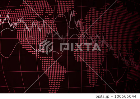 Candlestick chart, line graph and bar chart. World stock market index fall. Candlestick chart, line graph and bar chart. World stock market index fall. 100565044