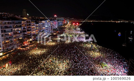 Drone image of the most crowded concert of turkey in celebration of the 100th anniversary of the liberation of izmir Drone image of the most crowded concert of turkey in celebration of the 100th anniversary of the liberation of izmir 100569026
