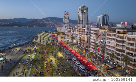 aerial photo of 9 September izmir victory walk National celebration Sep 09, 2019Izmir Turkey aerial photo of 9 September izmir victory walk National celebration Sep 09, 2019Izmir Turkey 100569141