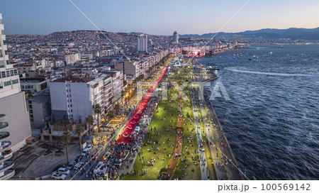 aerial photo of 9 September izmir victory walk National celebration Sep 09, 2019Izmir Turkey 100569142