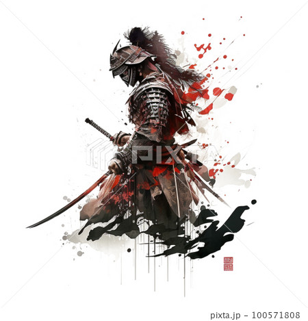 Ink art of a Japanese samurai who was called an - Stock