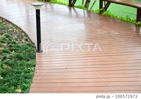 natural garden with wooden bridge, beautiful garden natural garden with wooden bridge, beautiful garden 100572973