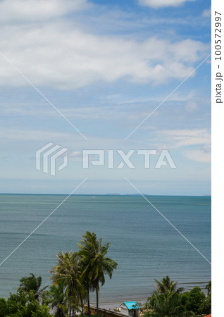 blue sky and sea with town view 100572997