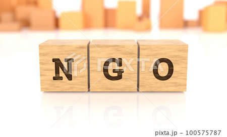 NGOの文字が印字された木製ブロック NGOの文字が印字された木製ブロック 100575787