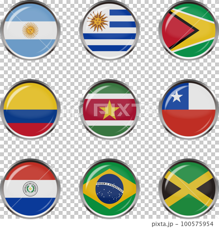 Badge style flag illustration icon set ☆ South America ☆ Badge style flag illustration icon set ☆ South America ☆ 100575954
