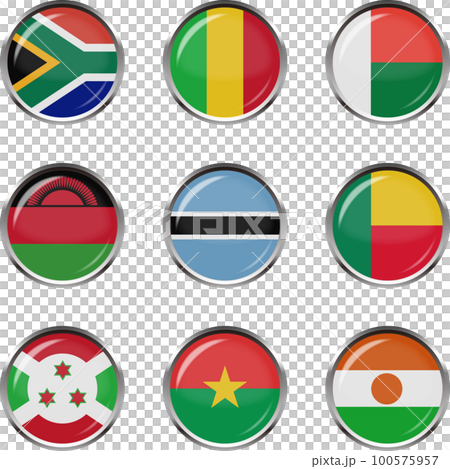 バッジ風国旗イラストアイコンセット☆アフリカ☆ バッジ風国旗イラストアイコンセット☆アフリカ☆ 100575957