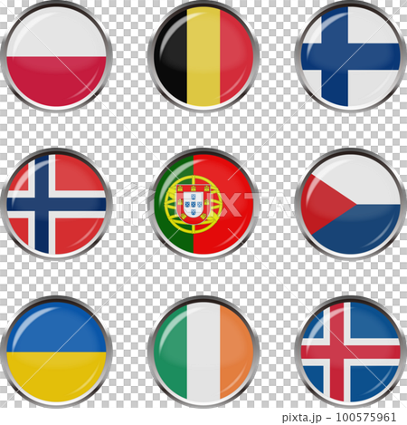 徽章風格國旗插圖圖標集☆歐洲☆ 徽章風格國旗插圖圖標集☆歐洲☆ 100575961