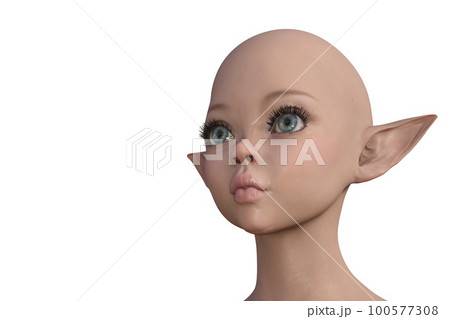 3d render. Portrait of an elf on a white background.  100577308