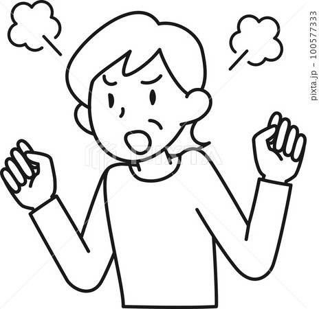 怒っているシニア女性の上半身 100577333