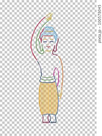 シンプルなカラフル誕生仏イラスト 100578045