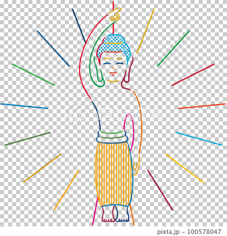 simple colorful birth buddha and halo illustration 100578047