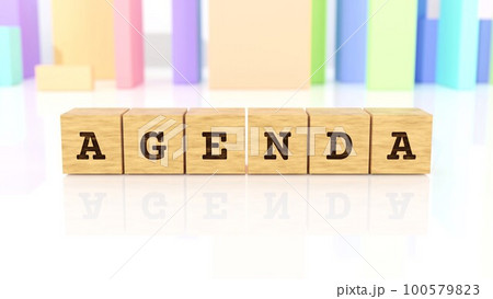 AGENDAの文字が印字された木製ブロック AGENDAの文字が印字された木製ブロック 100579823