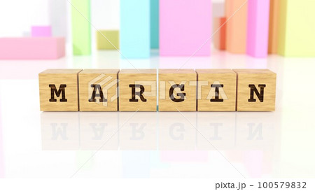 MARGINの文字が印字された木製ブロック 100579832