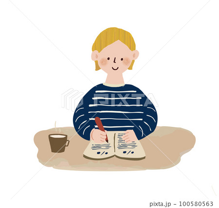 日記を書く女性 日記を書く女性 100580563