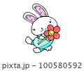 空飛ぶスターうさぎ_お花 100580592
