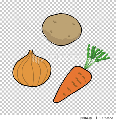 Illustration material set of potatoes, onions and carrots 100580628