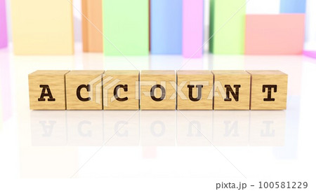 ACCOUNTの文字が印字された木製ブロック ACCOUNTの文字が印字された木製ブロック 100581229