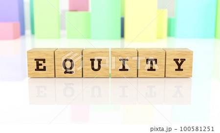 EQUITYの文字が印字された木製ブロック 100581251