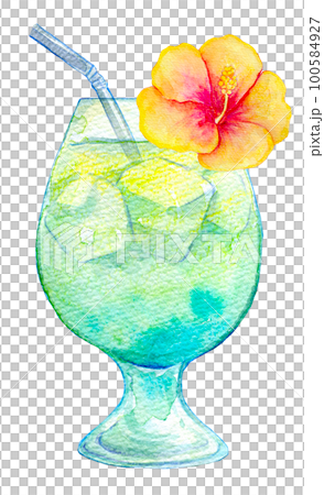 熱帶雞尾酒水彩插圖 熱帶雞尾酒水彩插圖 100584927