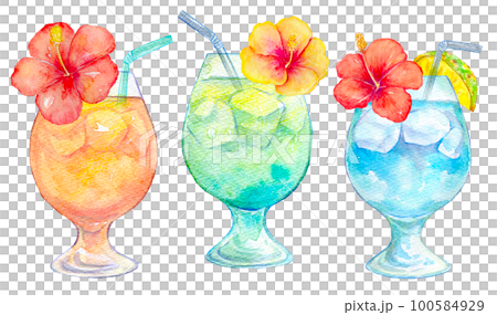トロピカルカクテル 水彩イラストのイラスト素材 [100584929] - PIXTA
