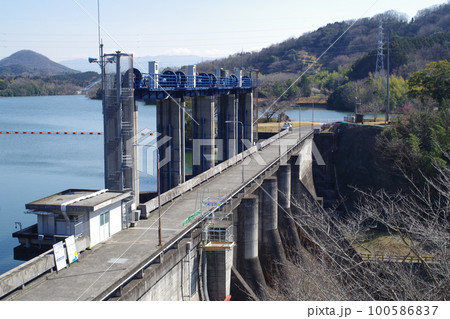 坂出市の水瓶府中湖ダムの景色 100586837