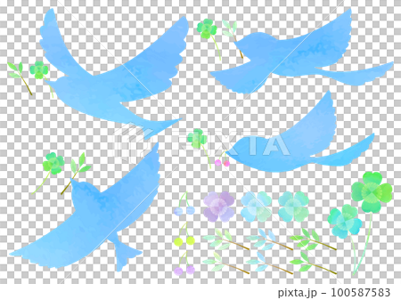 藍鳥剪影三葉草橄欖堅果 100587583