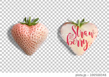 Heart-shaped white strawberry "Flamingo" cutout material with strawberry logo 100588348