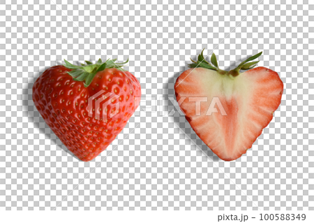 Lovely icon, clipping material of heart-shaped red strawberry "Beni Hoppe" 100588349